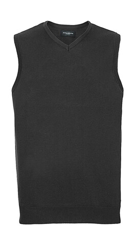 Russell Europe Adults` V-Neck Sleeveless Knitted Pullover, Black, 2XS bedrucken, Art.-Nr. 704001011