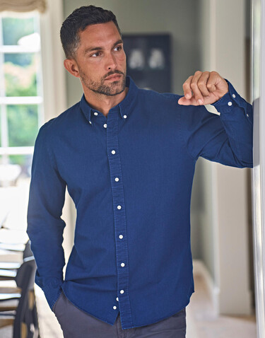 Tee Jays Casual Twill Shirt, Indigo, S bedrucken, Art.-Nr. 705543183