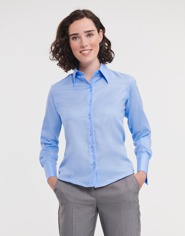 Russell Europe Ladies` Ultimate Non-iron Shirt LS, White, XS (34) bedrucken, Art.-Nr. 706000002
