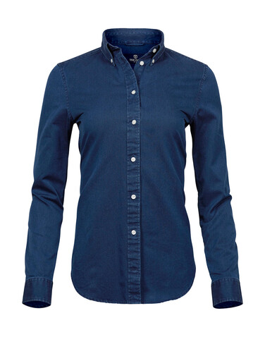 Tee Jays Ladies` Casual Twill Shirt, Indigo, XL bedrucken, Art.-Nr. 706543186