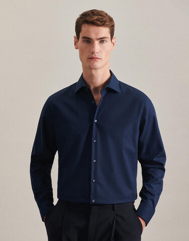 Seidensticker Seidensticker Slim Fit 1/1 Business Kent, Mid Blue, 38 bedrucken, Art.-Nr. 708203152