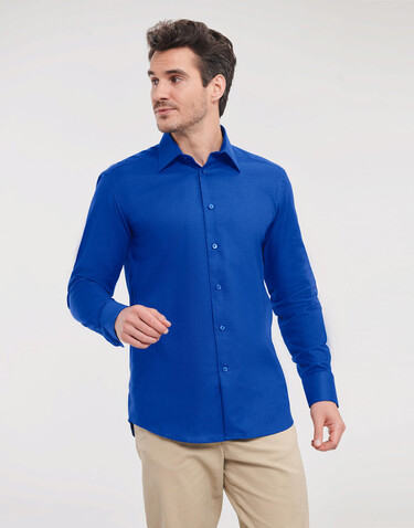 Russell Europe Oxford Shirt LS, Bright Royal, M bedrucken, Art.-Nr. 710003064