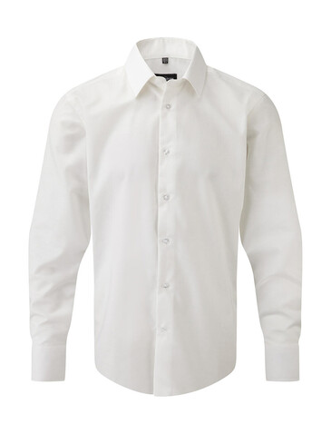 Russell Europe Oxford Shirt LS, White, XL bedrucken, Art.-Nr. 710000006