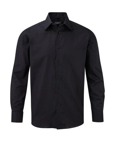 Russell Europe Oxford Shirt LS, Black, M bedrucken, Art.-Nr. 710001014