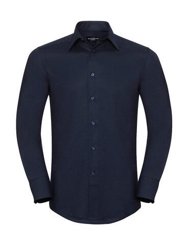 Russell Europe Oxford Shirt LS, Bright Navy, 2XL bedrucken, Art.-Nr. 710002037