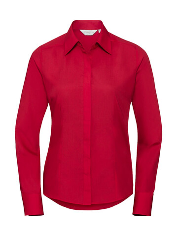 Russell Europe Ladies` LS Fitted Poplin Shirt, Classic Red, S bedrucken, Art.-Nr. 712004013