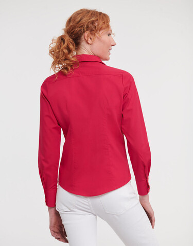Russell Europe Ladies` LS Fitted Poplin Shirt, White, XS bedrucken, Art.-Nr. 712000002
