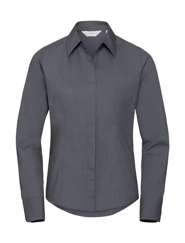 Russell Europe Ladies` LS Fitted Poplin Shirt, French Navy, L bedrucken, Art.-Nr. 712002015