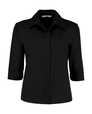 Kustom Kit Women`s Tailored Fit Continental Blouse 3/4 Sleeve, Black, 4XL bedrucken, Art.-Nr. 715111018