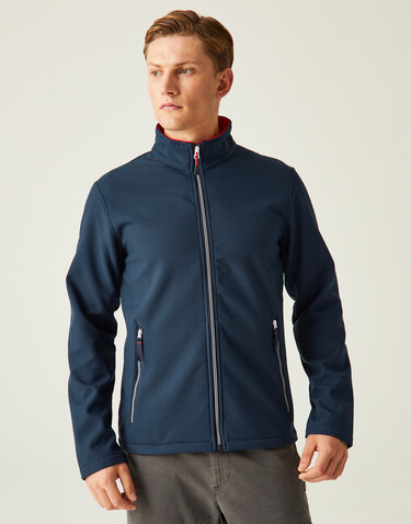 Regatta Ascender 2-Layer Softshell Jacket, Navy/Classic Red, S bedrucken, Art.-Nr. 716172523