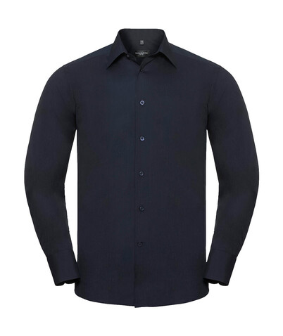 Russell Europe Tailored Poplin Shirt LS, French Navy, 4XL bedrucken, Art.-Nr. 717002019
