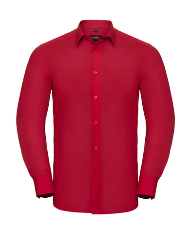 Russell Europe Tailored Poplin Shirt LS, Classic Red, M bedrucken, Art.-Nr. 717004014