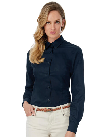B &amp; C Sharp LSL/women Twill Shirt, Deep Red, XS bedrucken, Art.-Nr. 718424062