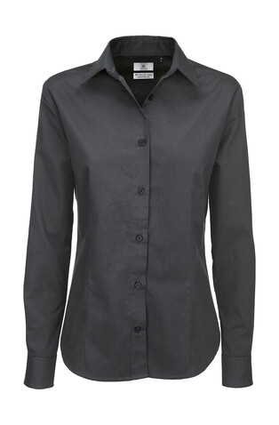 B &amp; C Sharp LSL/women Twill Shirt, Dark Grey, XS bedrucken, Art.-Nr. 718421282