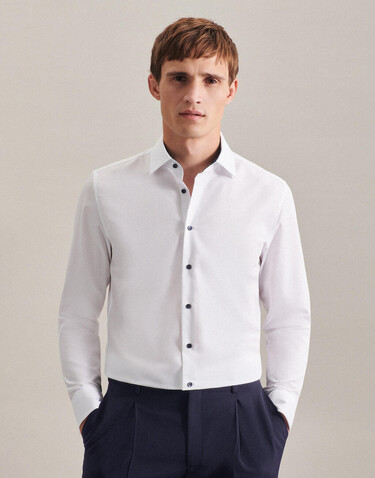 Seidensticker Contrast Patch Regular Fit 1/1 Business Kent, White, 44 bedrucken, Art.-Nr. 721200006