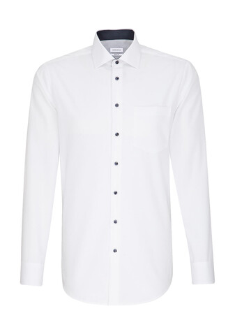 Seidensticker Contrast Patch Regular Fit 1/1 Business Kent, White, 38 bedrucken, Art.-Nr. 721200000