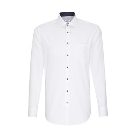 Seidensticker Contrast Patch Regular Fit 1/1 Business Kent, White, 38 bedrucken, Art.-Nr. 721200000