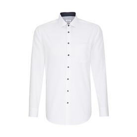 Seidensticker Contrast Patch Regular Fit 1/1 Business Kent, White, 38 bedrucken, Art.-Nr. 721200000