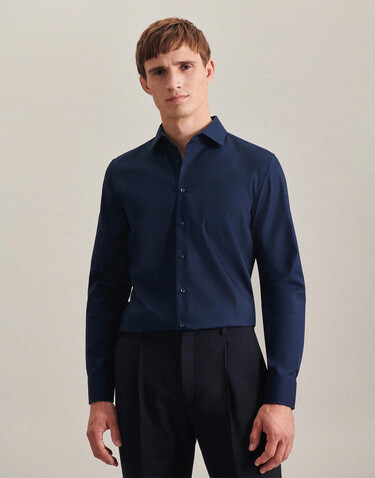 Seidensticker Contrast Patch Regular Fit 1/1 Business Kent, Dark Blue, 47 bedrucken, Art.-Nr. 721202089