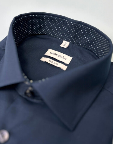 Seidensticker Contrast Patch Regular Fit 1/1 Business Kent, Dark Blue, 39 bedrucken, Art.-Nr. 721202081