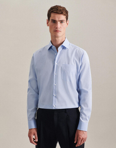 Seidensticker Seidensticker Regular Fit 1/1 Business Kent, Light Blue, 45 bedrucken, Art.-Nr. 724203267