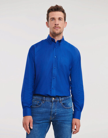 Russell Europe Oxford Shirt LS, Bright Royal, M bedrucken, Art.-Nr. 732003062