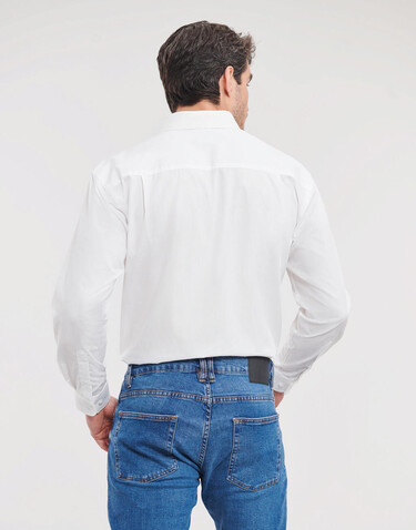 Russell Europe Cotton Poplin Shirt LS, White, XL bedrucken, Art.-Nr. 736000004
