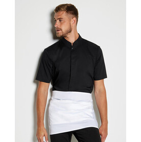 Kustom Kit Tailored Fit Mandarin Collar Shirt SSL, Black, S bedrucken, Art.-Nr. 744111013