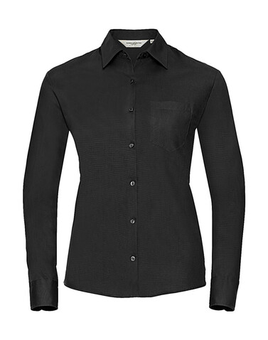 Russell Europe Ladies` Cotton Poplin Shirt LS, Black, XL (42) bedrucken, Art.-Nr. 746001016