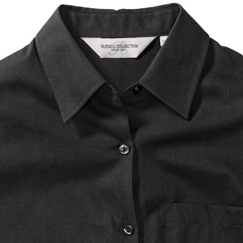 Russell Europe Ladies` Cotton Poplin Shirt LS, Black, XL (42) bedrucken, Art.-Nr. 746001016