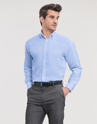 Russell Europe Men`s LS Ultimate Non-iron Shirt, White, S/15&quot; bedrucken, Art.-Nr. 756000001