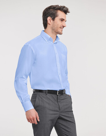 Russell Europe Men`s LS Ultimate Non-iron Shirt, White, S/15&quot; bedrucken, Art.-Nr. 756000001