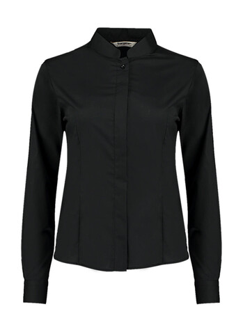Kustom Kit Women`s Tailored Fit Mandarin Collar Shirt, Black, L bedrucken, Art.-Nr. 759111014