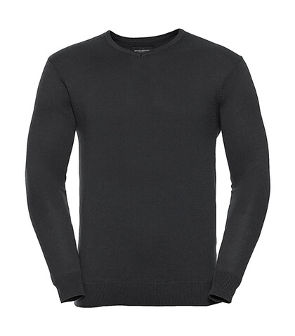 Russell Europe Men`s V-Neck Knitted Pullover, Black, XS bedrucken, Art.-Nr. 762001012