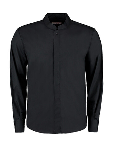 Kustom Kit Tailored Fit Mandarin Collar Shirt, Black, M bedrucken, Art.-Nr. 764111014