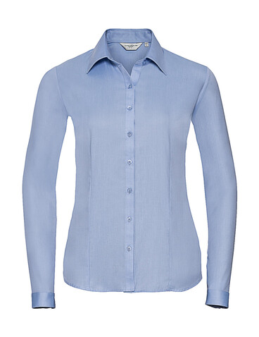 Russell Europe Ladies` LS Herringbone Shirt, White, XS (34) bedrucken, Art.-Nr. 769000002