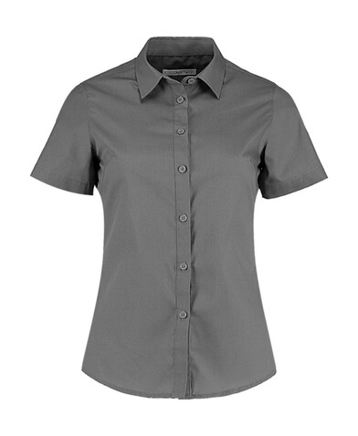 Kustom Kit Women`s Tailored Fit Poplin Shirt SSL, Graphite, XS bedrucken, Art.-Nr. 772111312