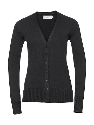 Russell Europe Ladies` V-Neck Knitted Cardigan, Black, 2XS bedrucken, Art.-Nr. 774001011