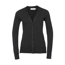 Russell Europe Ladies` V-Neck Knitted Cardigan, Black, 2XS bedrucken, Art.-Nr. 774001011