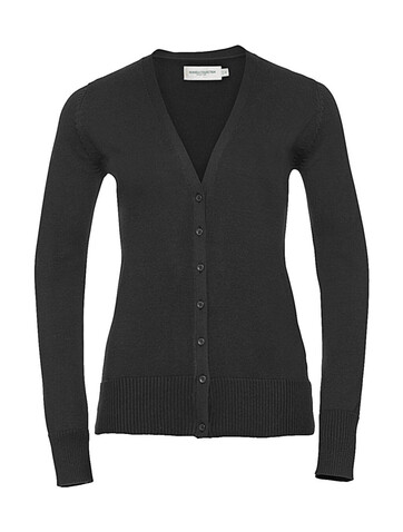 Russell Europe Ladies` V-Neck Knitted Cardigan, Charcoal Marl, XS bedrucken, Art.-Nr. 774001162
