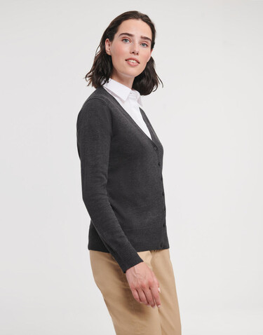 Russell Europe Ladies` V-Neck Knitted Cardigan, Black, 2XS bedrucken, Art.-Nr. 774001011