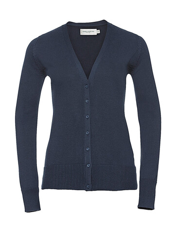 Russell Europe Ladies` V-Neck Knitted Cardigan, Charcoal Marl, XS bedrucken, Art.-Nr. 774001162