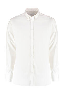 Kustom Kit Slim Fit Stretch Oxford Shirt LS, White, XS bedrucken, Art.-Nr. 776110002