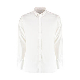 Kustom Kit Slim Fit Stretch Oxford Shirt LS, White, XS bedrucken, Art.-Nr. 776110002