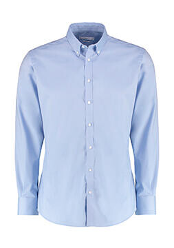 Kustom Kit Slim Fit Stretch Oxford Shirt LS, White, XS bedrucken, Art.-Nr. 776110002