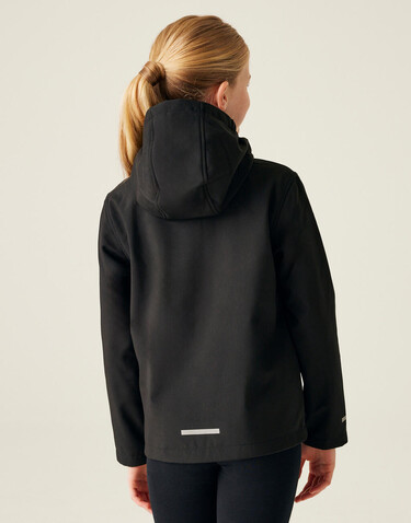 Regatta Junior Ablaze 3-Layer Hooded Softshell, Black/Classic Red, 11-12 (152) bedrucken, Art.-Nr. 780171576