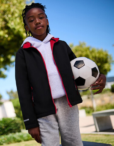 Regatta Junior Ablaze 2-Layer Softshell Jacket, Black/Black, 3-4 (104) bedrucken, Art.-Nr. 781171522