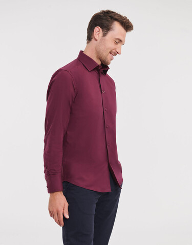 Russell Europe Fitted Stretch Shirt LS, White, S bedrucken, Art.-Nr. 786000003