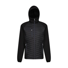 Regatta Men’s Navigate Hybrid Hooded Jacket, Black/Seal Grey, S bedrucken, Art.-Nr. 790171513