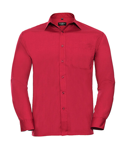 Russell Europe Poplin Shirt LS, Classic Red, S bedrucken, Art.-Nr. 794004013